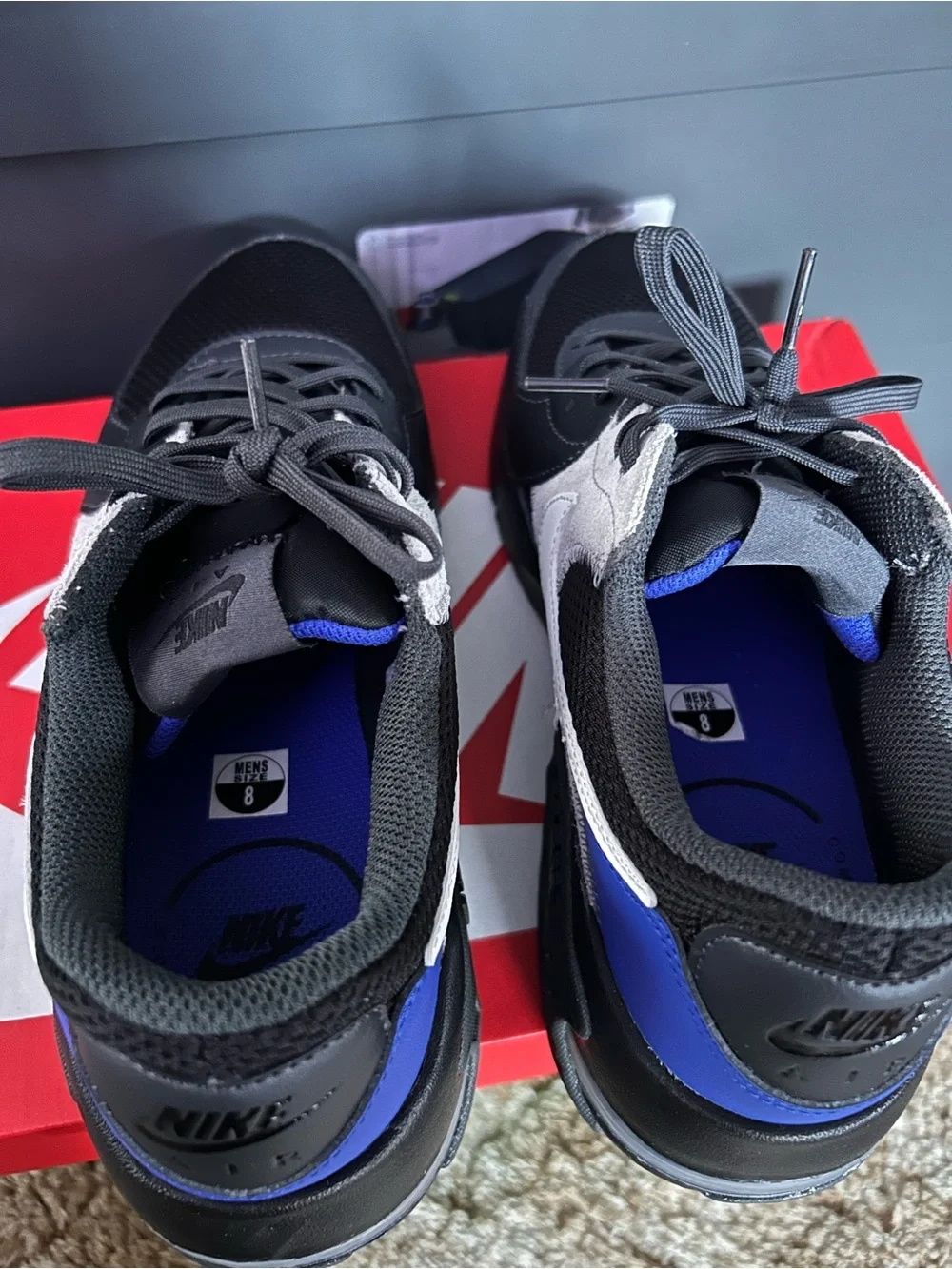 Nike Air Max Black, White & Blue Athletic Sneakers